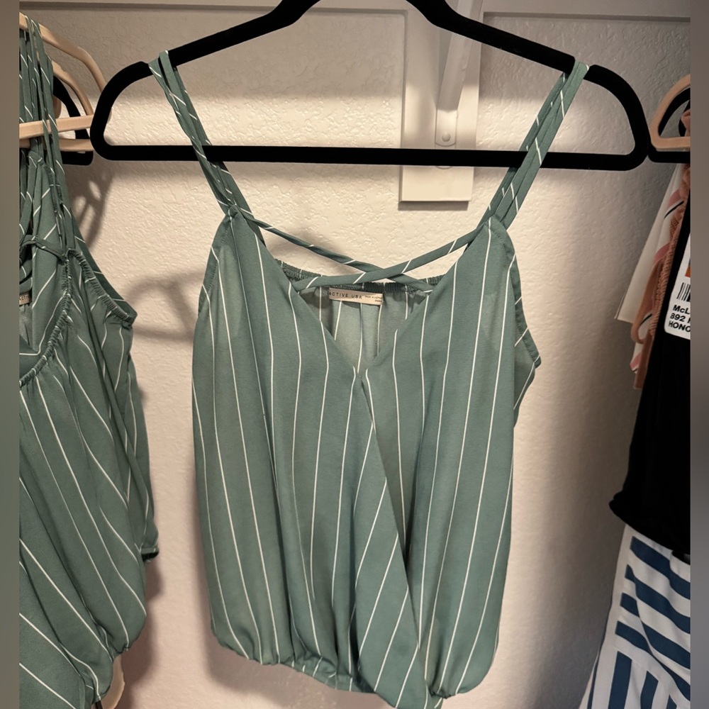 Cute teal striped blouse